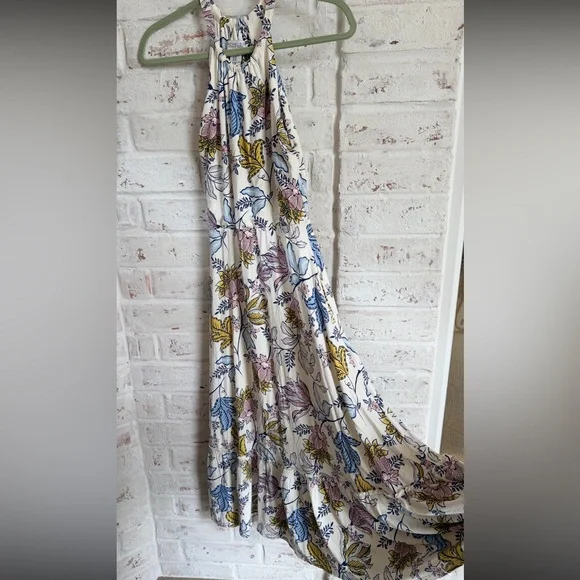 Rachel Zoe Floral Maxi Dress XS Boho Tiered Halter Dress Spring Summer - Picture 5 of 12